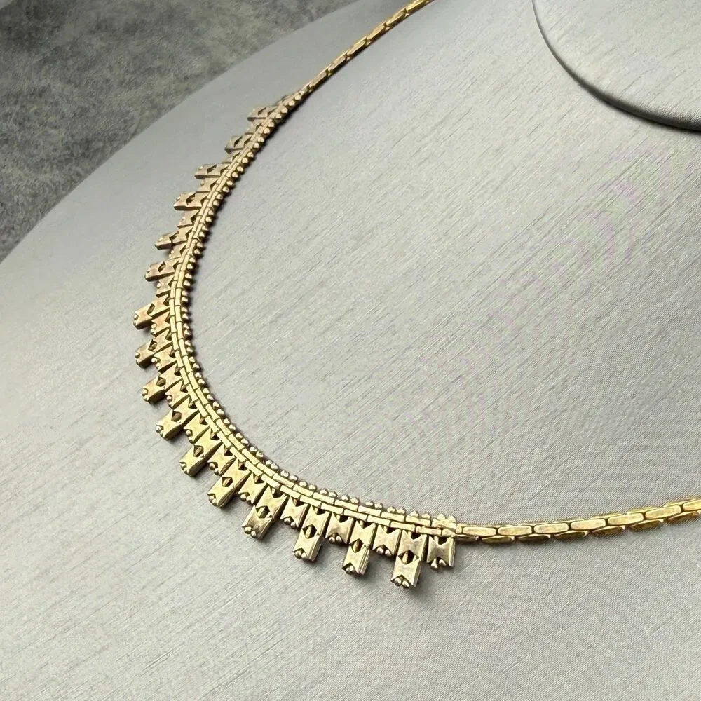 Vintage Signed 925 Italy TriColor Gold Vermeil Silver Cleopatra Chain Necklace